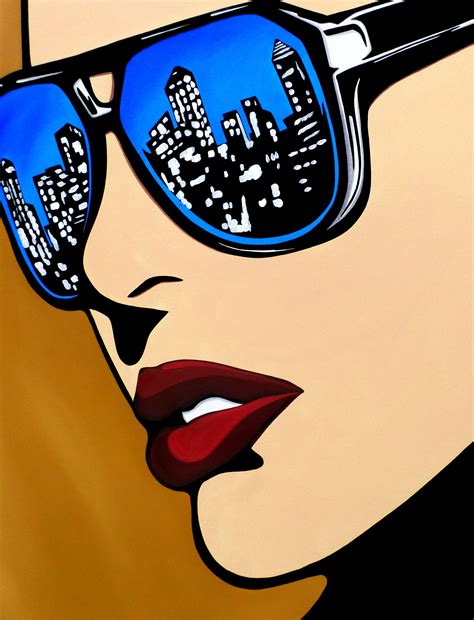 Abstract Modern Woman Glasses City Pop Art Original Canvas Print By