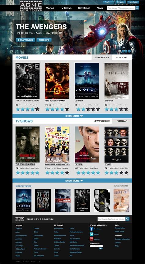 Movie Review Website Free PSD Template | Psd template free, Website ...