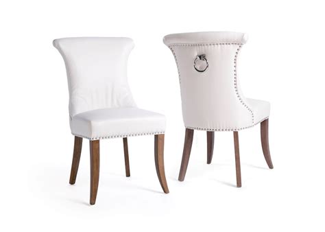 Yaheetech dining chairs modern side shell eiffel dsw chairs with beech wood legs and metal wires for dining room living room bedroom kitchen lounge reception, set of 4, white 4.3 out of 5 stars 318 $94.99 $ 94. Alpine Dining Chair in White Leather on Wood Legs (Set of ...