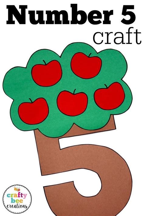 Number Craft Activities Five Craft Five Shiny Apples Activity