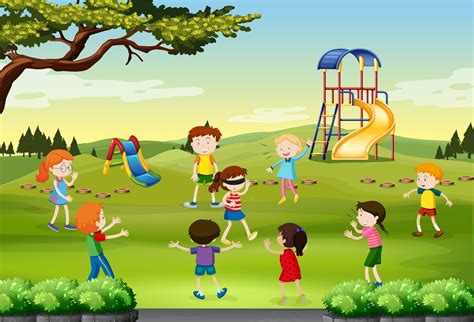 Children Playing Blind Folded In The Park 365343 Vector Art At Vecteezy