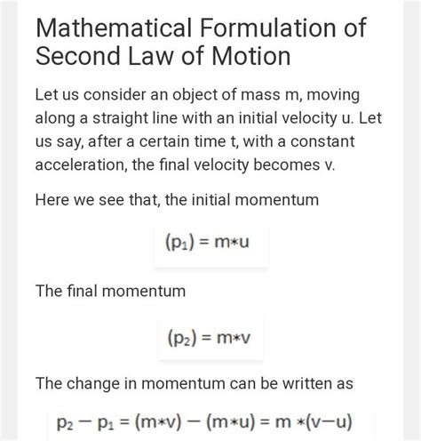 state Newton's second law of motion. Give the mathematical formulation of Newton's second law of ...