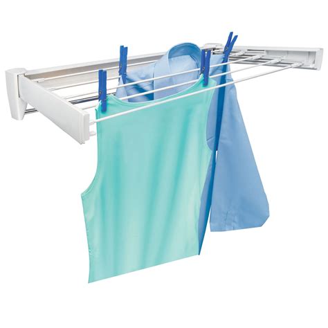 Telegant 70 Retractable Wall Mount Clothes Drying Rack With Towel Bar