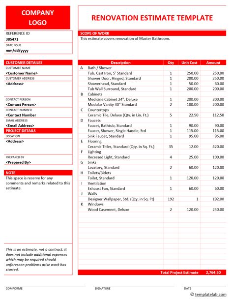 Building Estimate Form Lasopaequity