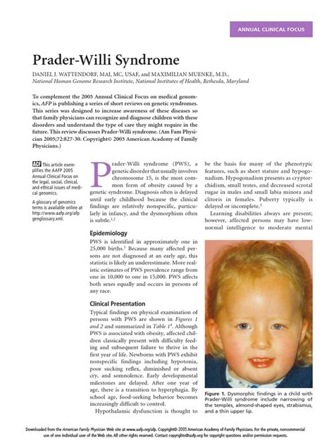 Prader Willi Syndrome Aafp Medical Genetics Genetics