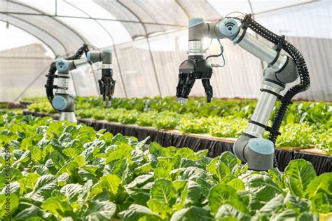 Smart Farming Agricultural Technology Robotic Arm Harvesting Hydroponic