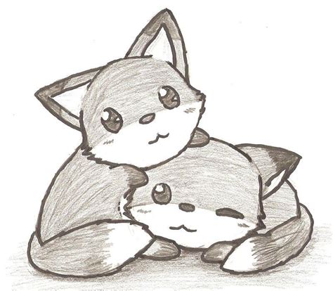 Easy anime sketches google search art pencil drawings cool. Foxies | Cute fox drawing, Cute animal drawings, Animal ...