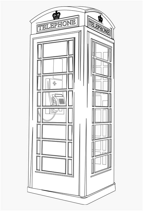 British Phone Booth Black White Line Art 555px Black And White London