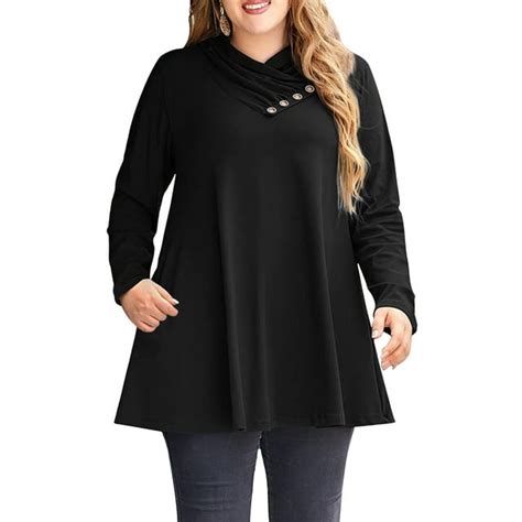 Rivelino Plus Size Sweatshirts For Women Long Sleeve Tunic Tops Button