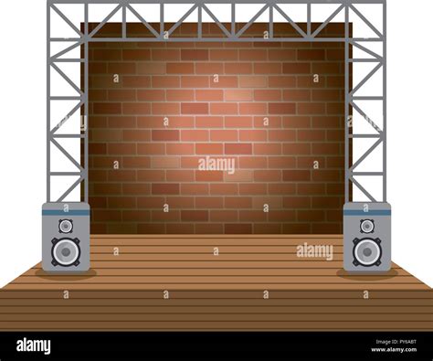 Concert Stage With Speakers Scene Vector Illustration Design Stock