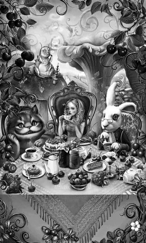 Black And White Alice In Wonderland Artwork Dark Alice In Wonderland