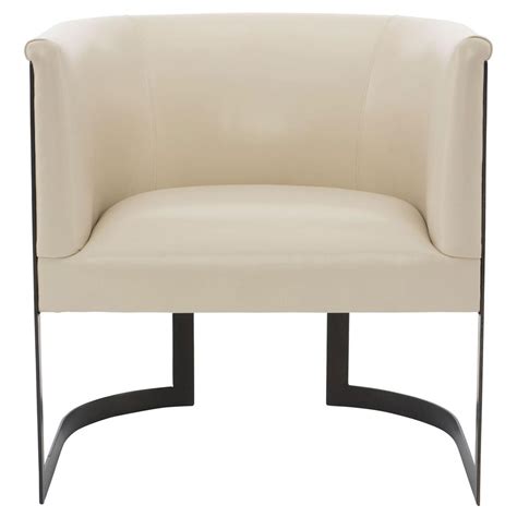 Sit back, relax and engage in comfortable and cozy conversation with friends and family. Maisie Modern Classic Cream Leather Metal Armchair | Kathy ...