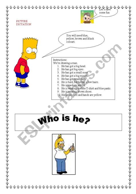 English Worksheets The Homer Simpson Activity