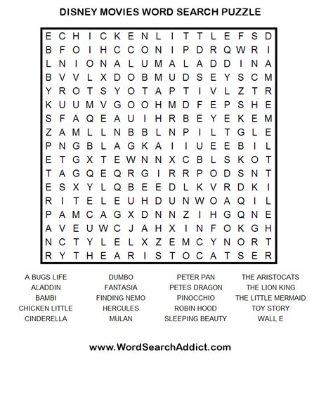 Download this free printable word search puzzle and start solving! Disney Movies Word Search Puzzle | Kids and Words | Pinterest