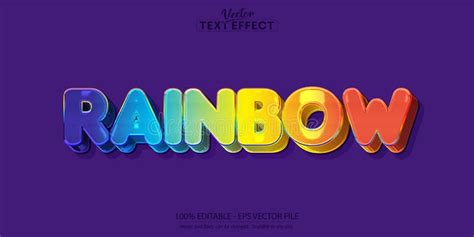 Rainbow Text Effect Editable Colorful And Cartoon Text Style Stock