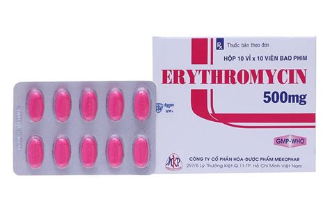 Erythromycin 500mg 1 Box 100 Tablets Exp2024 Rxviet