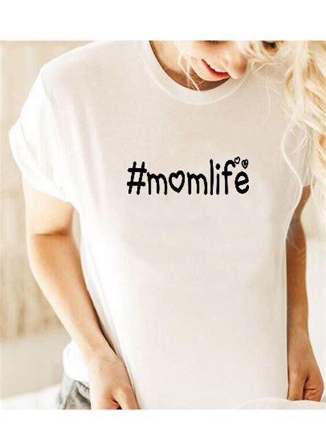 Mom Life Letter Print Casual T Shirt