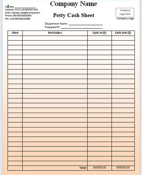 petty cash templates microsoft word templates