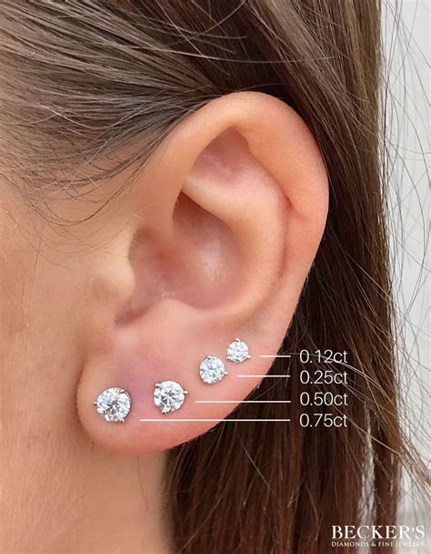 Actual Diamond Stud Size Chart Ear