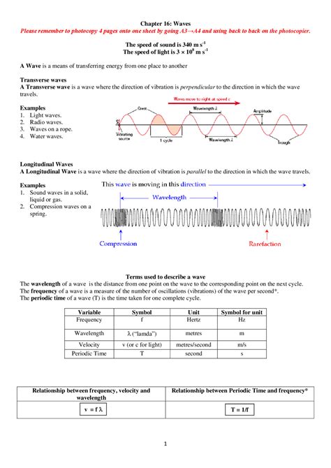 Waves General Physics Lecture Notes Study Notes Physics Docsity