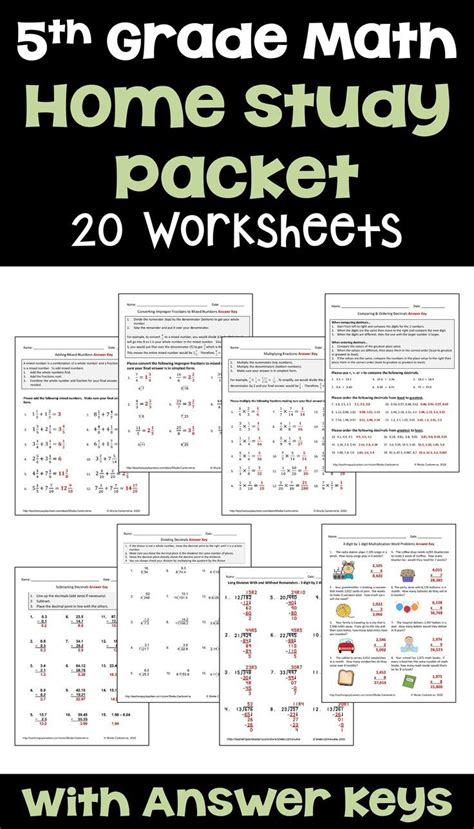 5th Grade Worksheet Packets