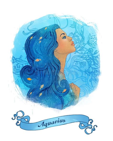 Aquarius Astrological Sign As A Beautiful Girl Stock Illustration
