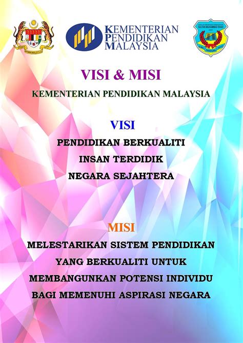 Visi kpm pendidikan berkualiti insan terdidik negara sejahtera msi kpm melestarikan sistem pendidikan yang berkualiti untuk membangunkan text of visi dan misi kpm. WILD DESA PUTRA: VISI,MISI DAN FALSAFAH PENDIDIKAN MALAYSIA
