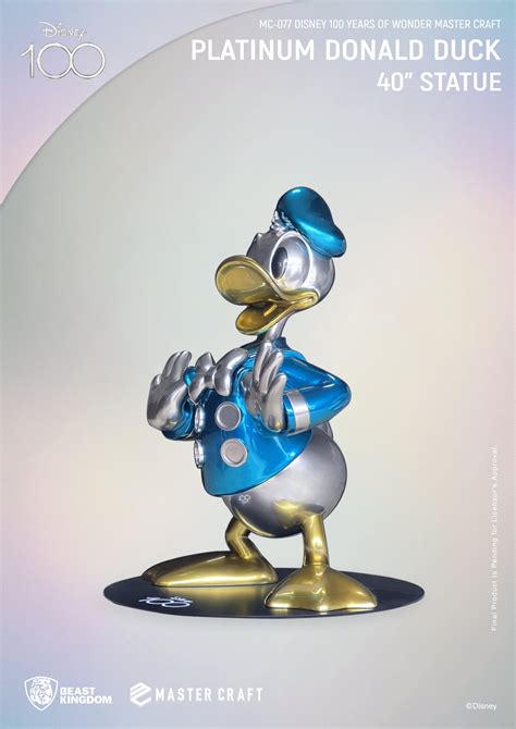 Disney 100th Anniversary Platinum Donald Duck Life Size Statue Lm