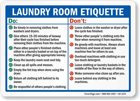 Laundry Room Etiquette Sign Sku S2 1271