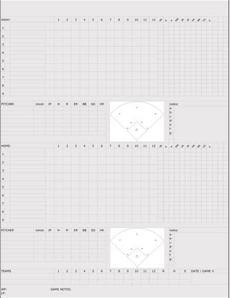 Printable Baseball Scorecard With Pitch Count Printable