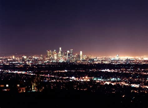Stock Photo La La Los Angeles Downtown City Skyline At Night