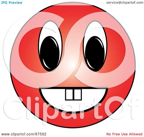 Royalty Free Rf Clipart Illustration Of A Happy Red Emoticon Face