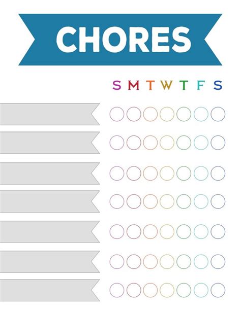 Free Printable Weekly Chore Charts Paper Trail Design Chore Chart