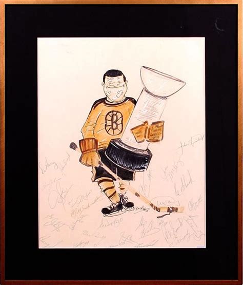 1967 68 Boston Bruins Team Signed Original Artwork