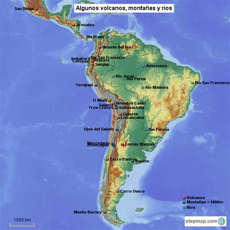 Stepmap Volcanos Montañas Y Ríos Landkarte Für South America