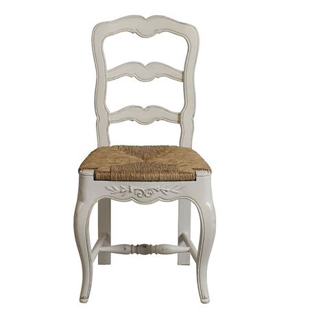 Chaise paillée en bois blanc vieilli  Romance  Chaises  Interior's