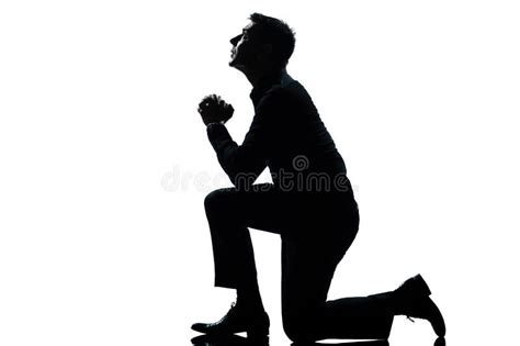 Silhouette Man Kneeling Praying Full Length Stock Photo Image 21450262