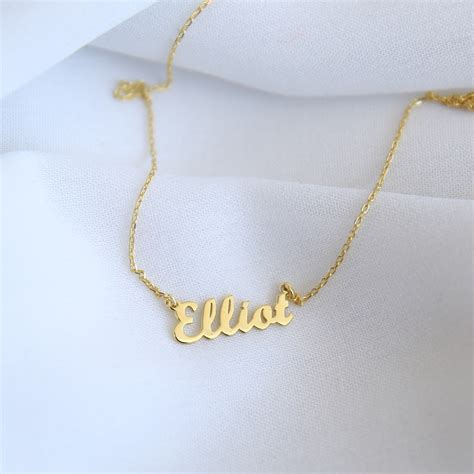 K Solid Gold Name Necklace Customized Necklace Personalized Etsy
