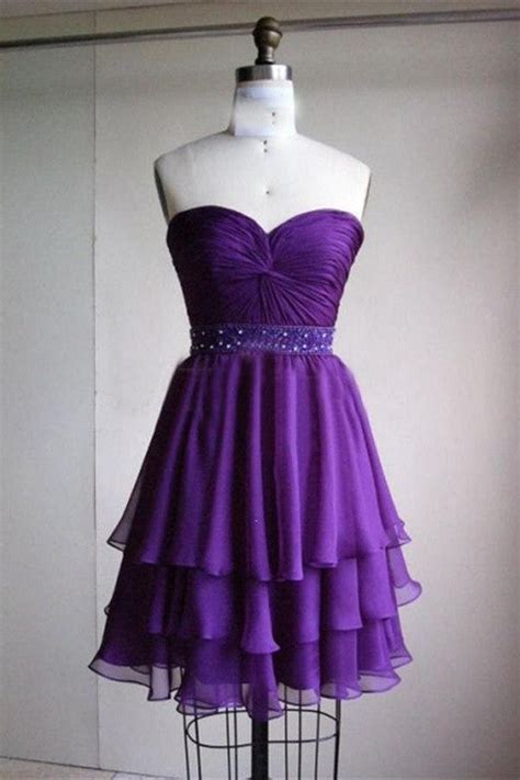 Cute Short Purple Strapless Elegant Homecoming Dresses Okdresses