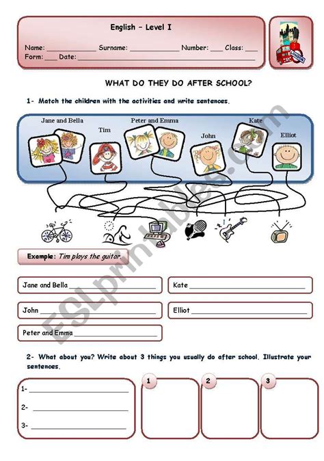 After School Activities Esl Worksheet By Xani