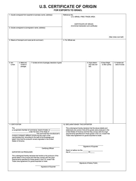 Certificate Of Origin Template Usa 2020 2022 Fill And Sign Printable