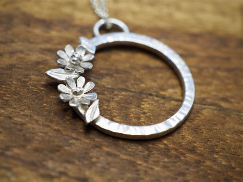 Silver Daisy Pendant Sterling Silver Flower Necklace Handmade Silver Jewellery T For Her