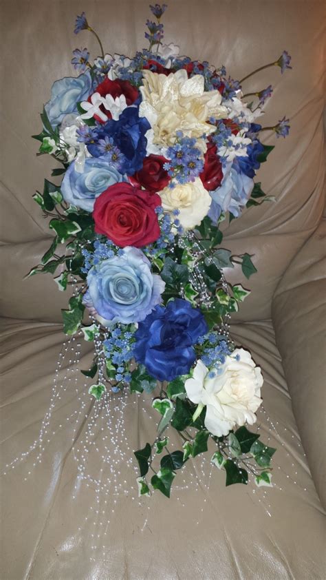Red White And Blue Wedding Bouquet Of Flowers Blue Wedding Flowers