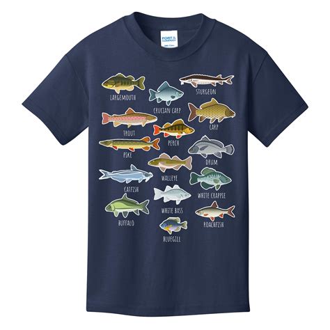 Types Of Freshwater Fish Species Fishing Kids T Shirt Teeshirtpalace