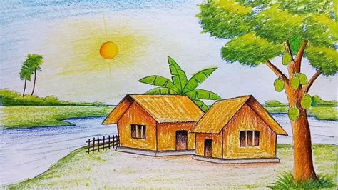 How To Draw Scenery Of Summer Season Step By Step Very Easy Youtube