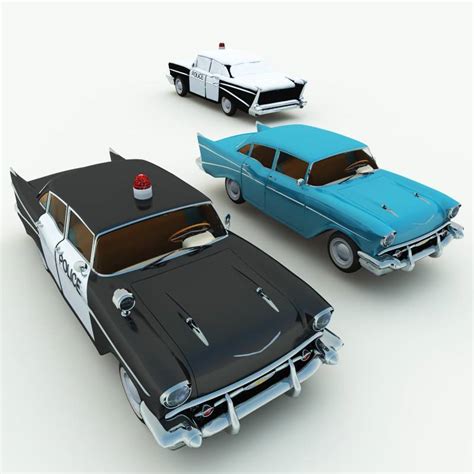 1950s Bel Air Police Car And Stock Car For Poser 3d Models Meshbox