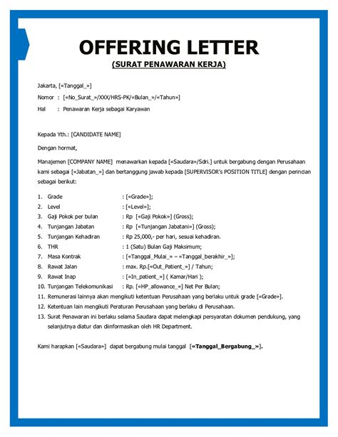 Contoh Surat Contoh Offer Letter Kerja Bahasa Melayu Siakap Keli My