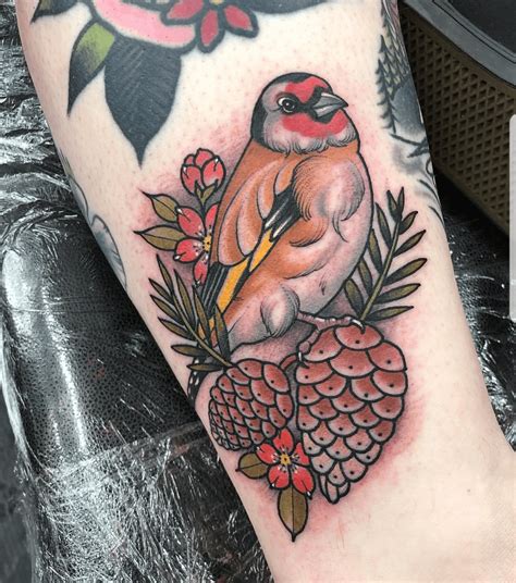 Goldfinch Tattoo By Sadee Glover Whilst Guesting At Dock Street Tattoos