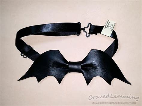Leather Bat Bow Tie Handmade Mens Accessories