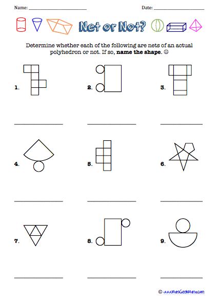 Nets Of 3d Shapes Worksheets